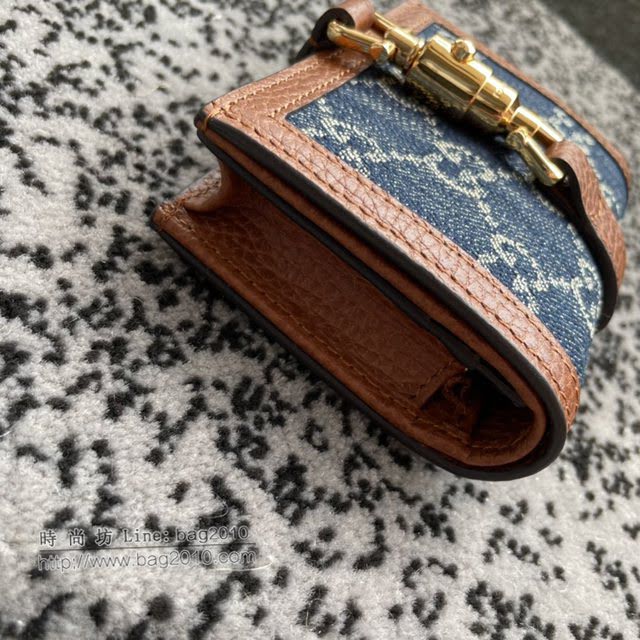Gucci专柜新款女包,包 古驰jackie 1961丹宁牛仔布折叠钱包 645536  gdj1608